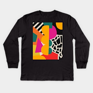 Abstract geometric art 80s style Kids Long Sleeve T-Shirt